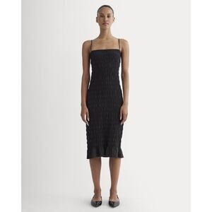 Everlane Women's Smocked Column Dress in Black, Size Large